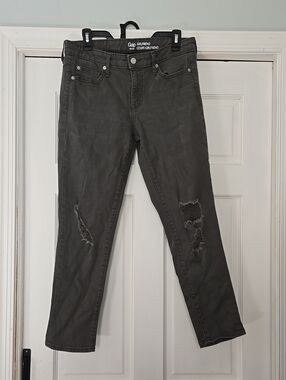GAP Boyfriend Distressed Olive Green Women's Jeans